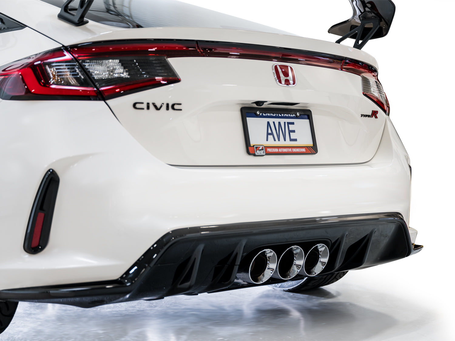 AWE Track Edition Exhaust for FL5 Civic Type R - Triple Chrome Silver Tips - Mounted