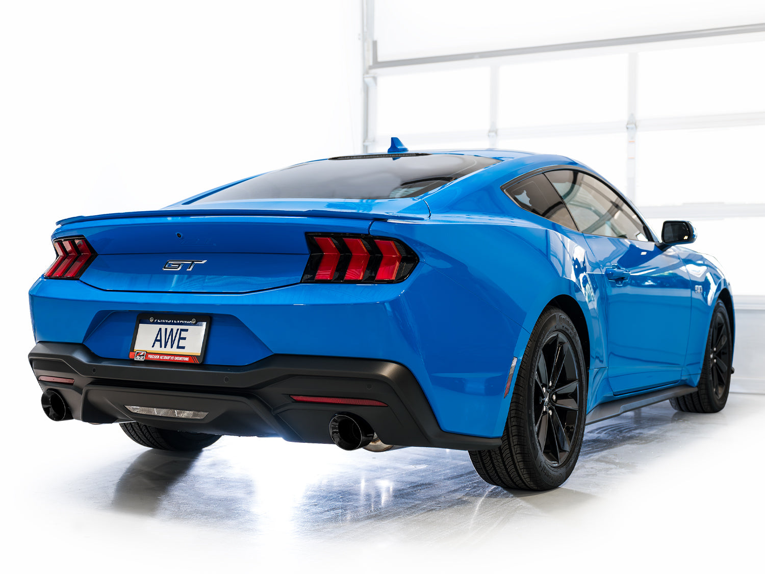 AWE Touring Edition Exhaust for S650 Ford Mustang GT Fastback - Dual Diamond Black Tips - Mounted