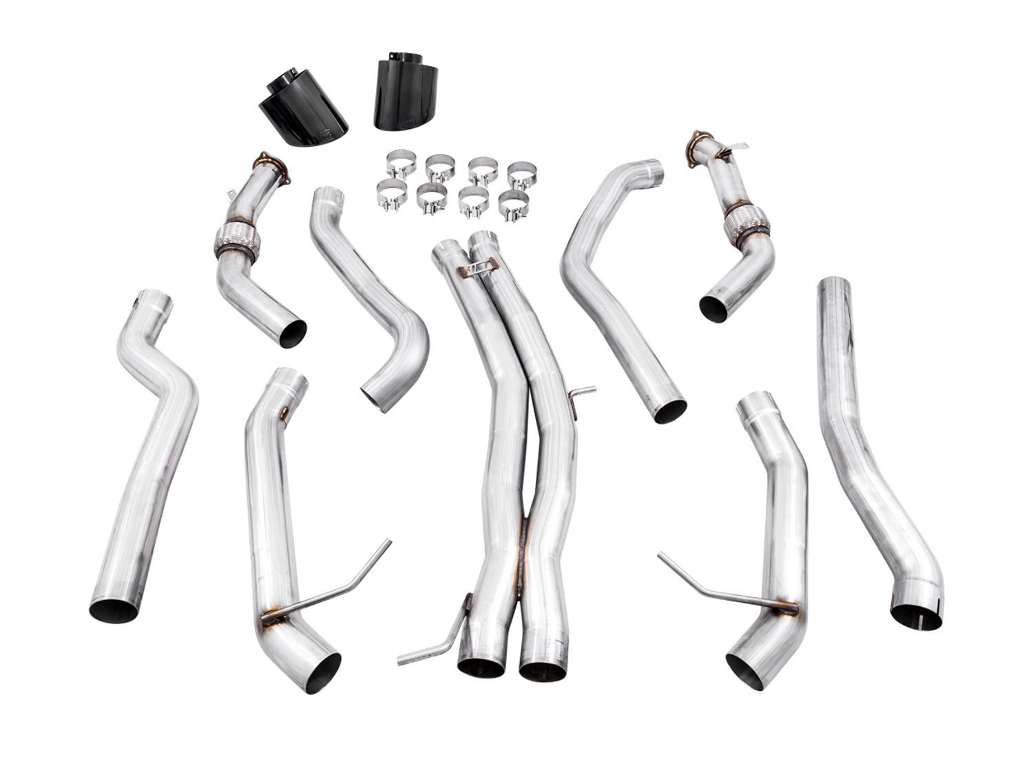 AWE Track Edition Exhaust for Audi B9 RS 5 Coupe - Non-Resonated - Diamond Black RS-style Tips - out of package
