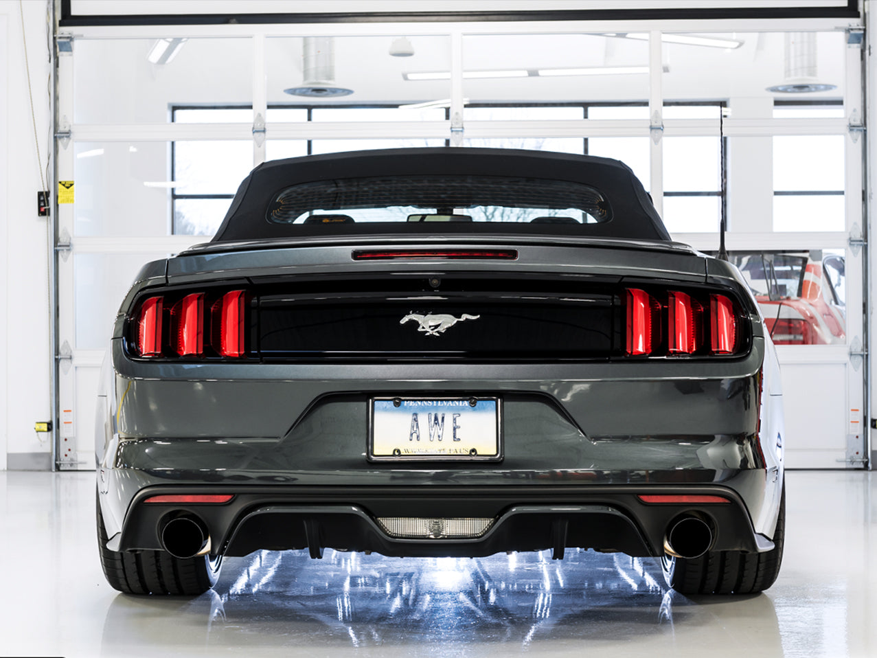 AWE Touring Edition Axle-back Exhaust for S550 Mustang EcoBoost - Diamond Black Tips - out of package