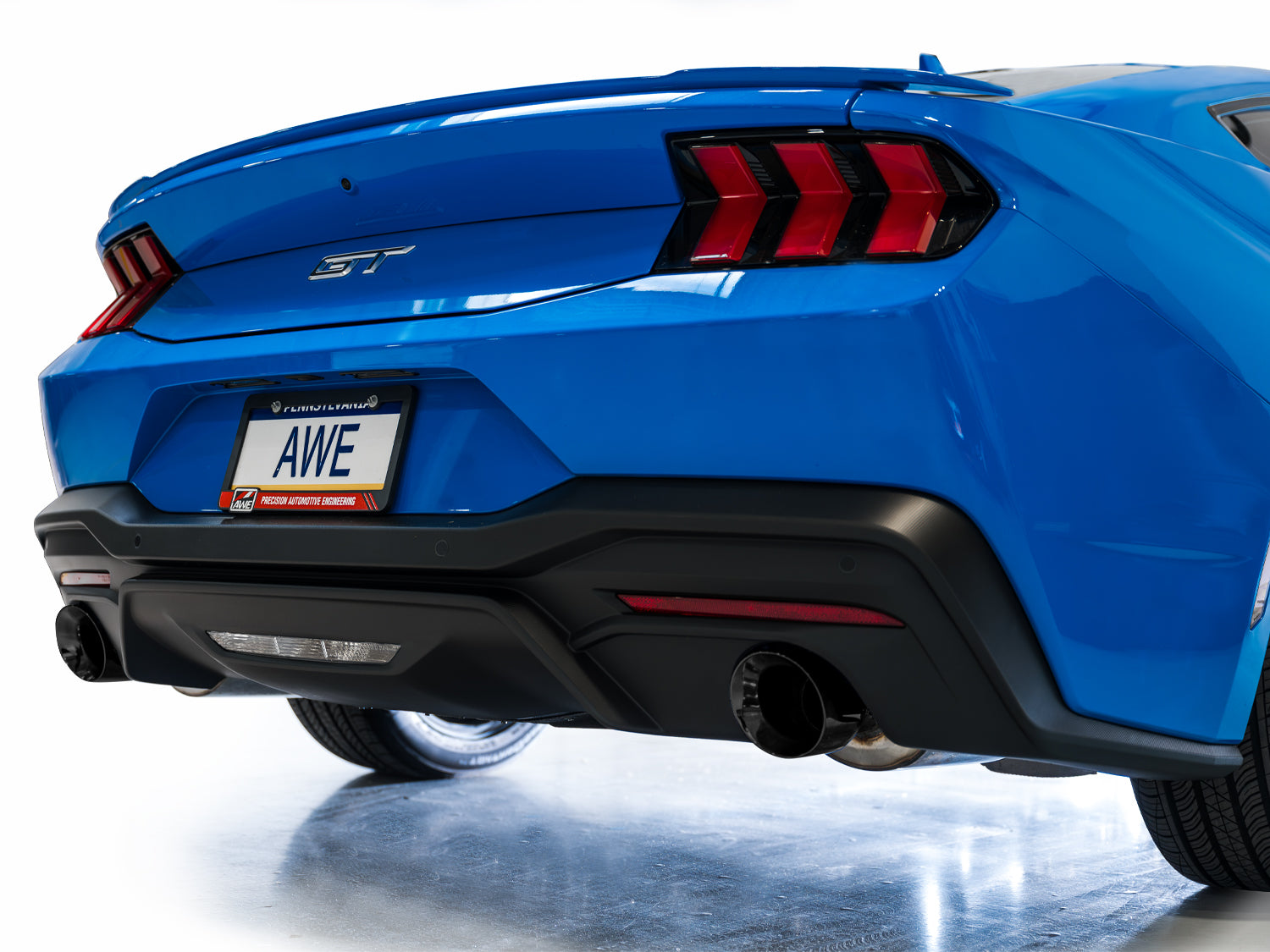 AWE Touring Edition Exhaust for S650 Ford Mustang GT Fastback - Dual Diamond Black Tips - Mounted
