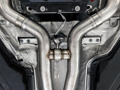 AWE Track Edition Exhaust System for '19-'21 Mercedes-Benz W205 AMG C63/S Sedan (no tips) - Close Up