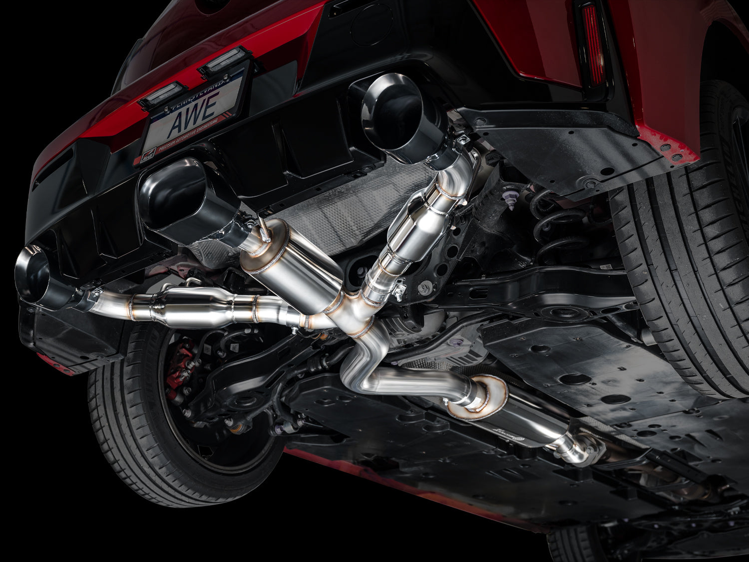 AWE Touring Edition Exhaust for GR Corolla - Diamond Black Tips - Mounted