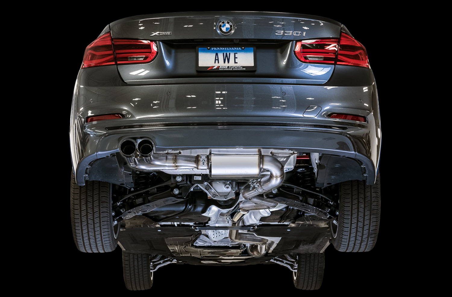 AWE Track Edition Exhaust for Audi C7 S6 4.0T - Chrome Silver Tips - Mounted