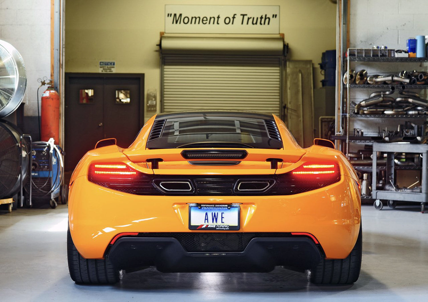 AWE Performance Exhaust for McLaren MP4-12C - Machined Tips - Mounted