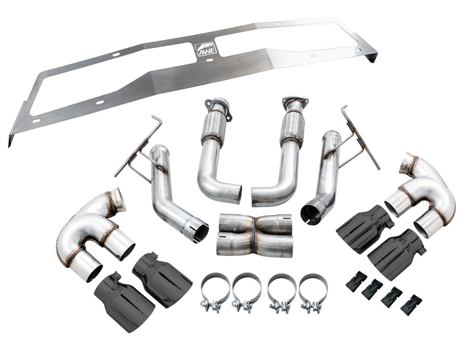 AWE Track Edition Exhaust for C8 Corvette -- Diamond Black Tips - out of package