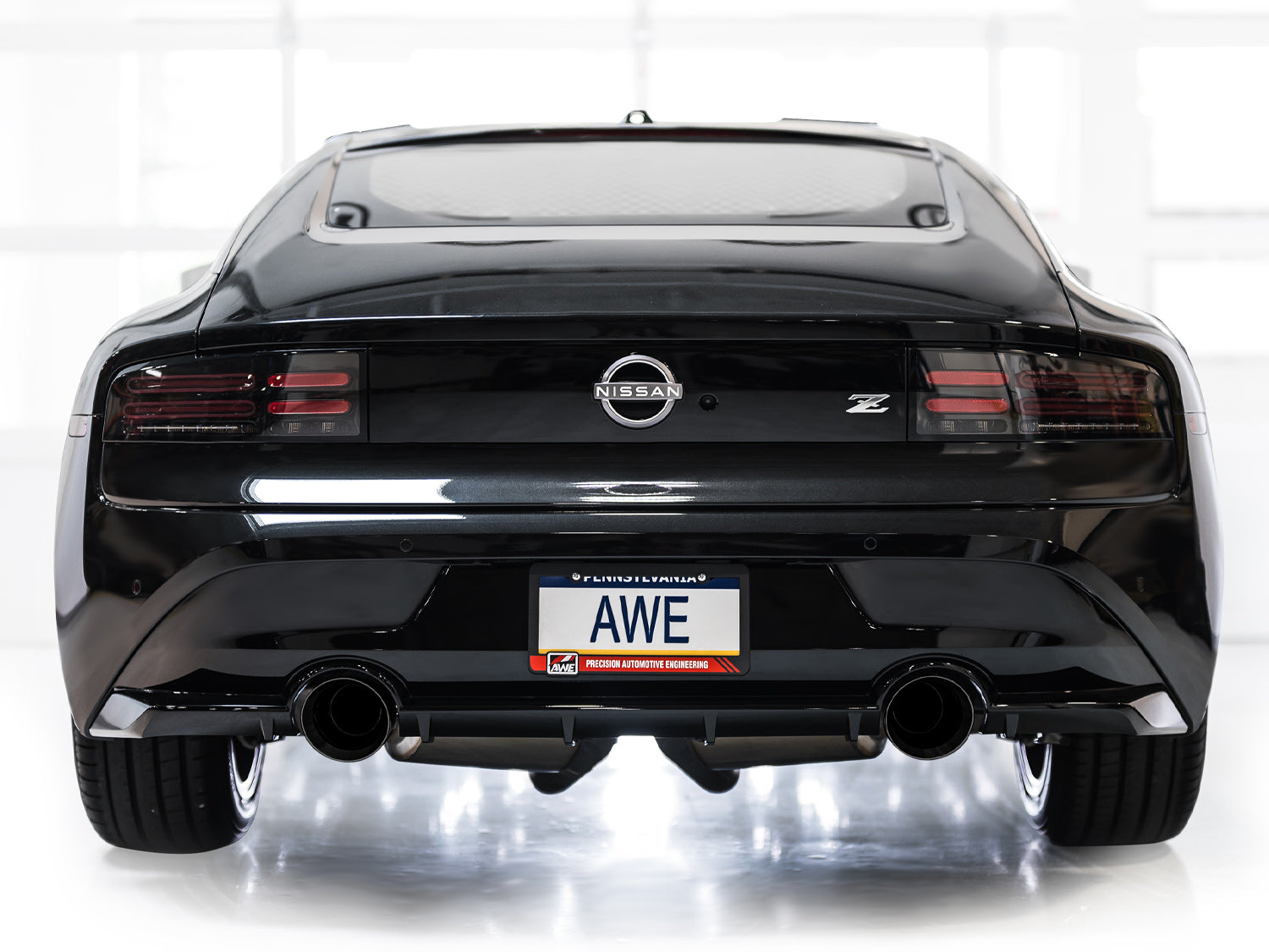 AWE Touring Edition Exhaust for Nissan Z - Diamond Black Tips - Mounted