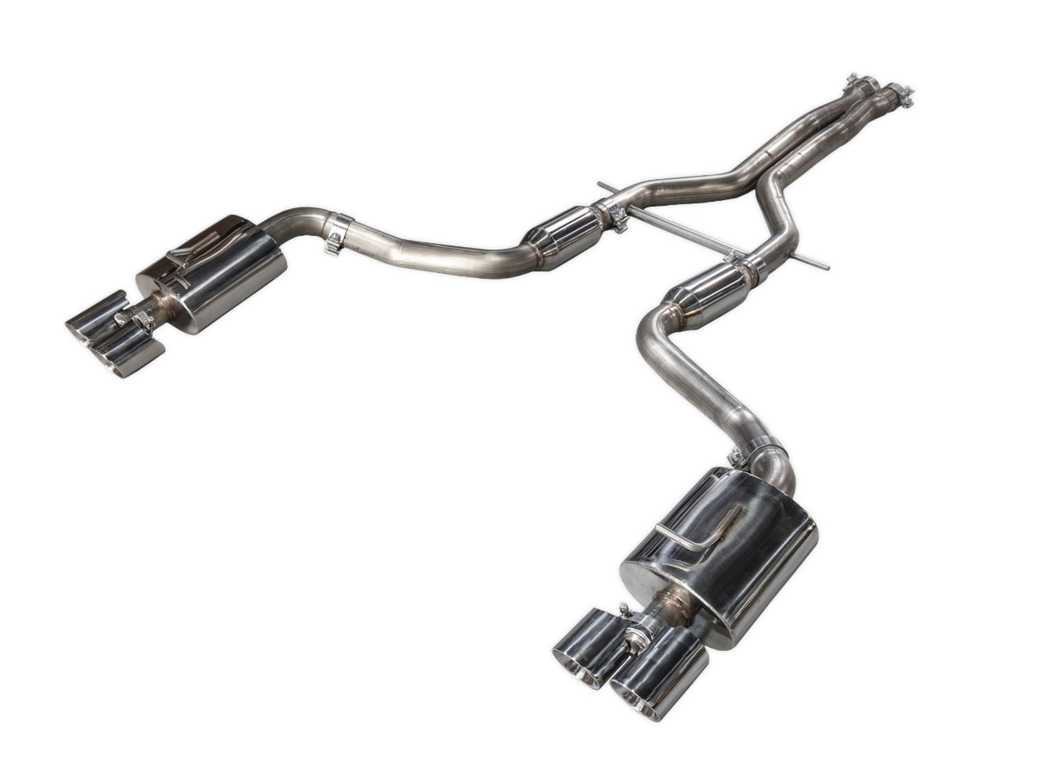 AWE Track Edition Performance Exhaust System for 970 Panamera Turbo - Chrome Silver Tips - Primary