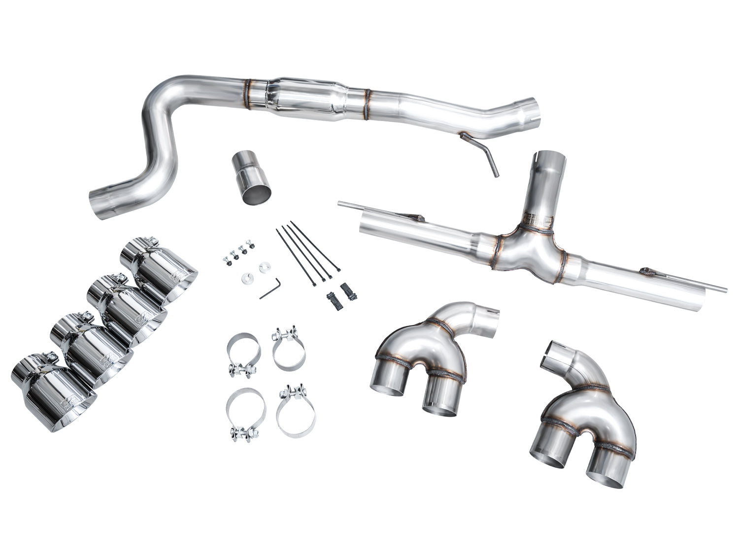 AWE Track Edition Exhaust for Volkswagen MK8 Golf R - Chrome Silver Tips - out of package