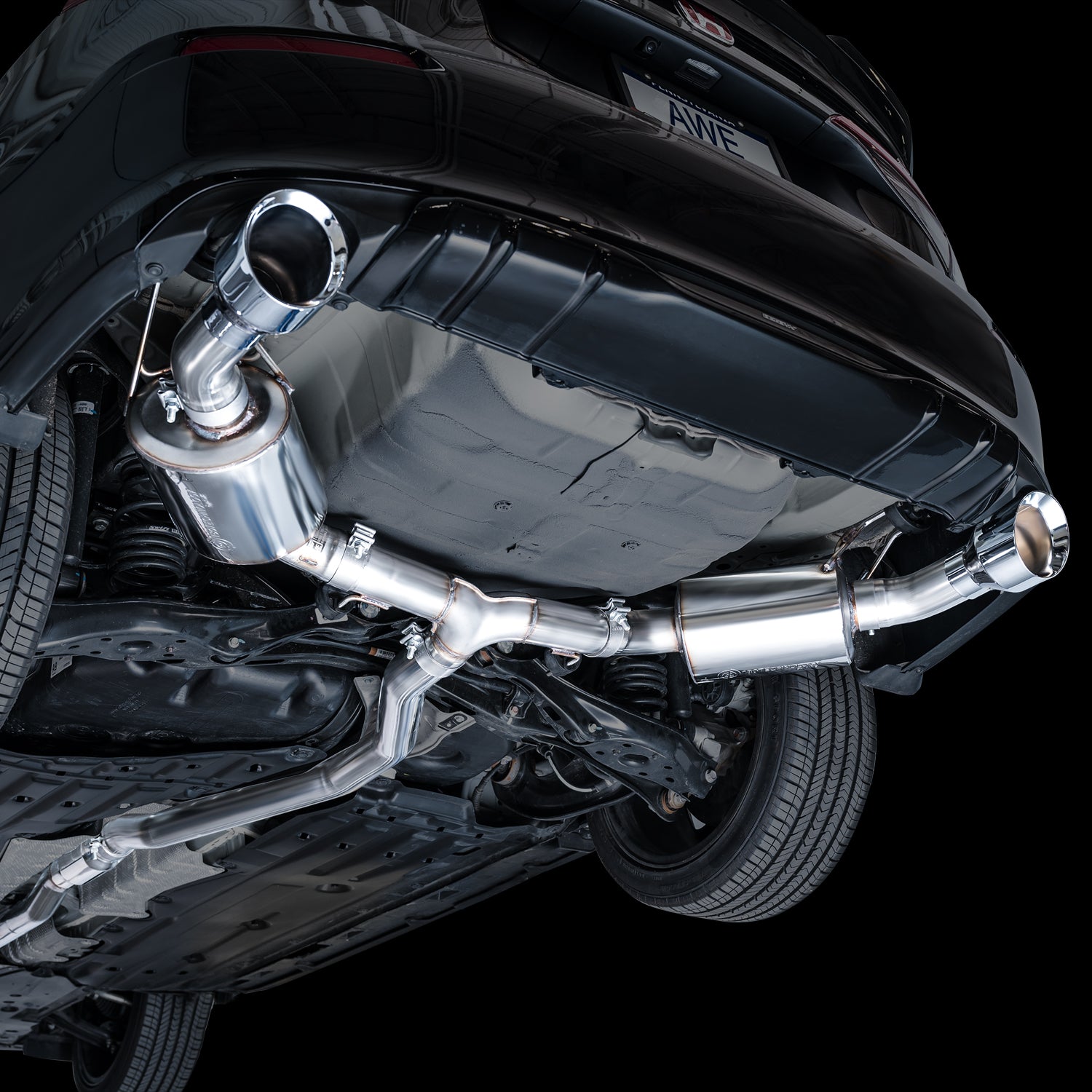 AWE Touring Edition Exhaust for FE1 Civic Si/DE4 Acura Integra - Chrome Silver Tips - Mounted