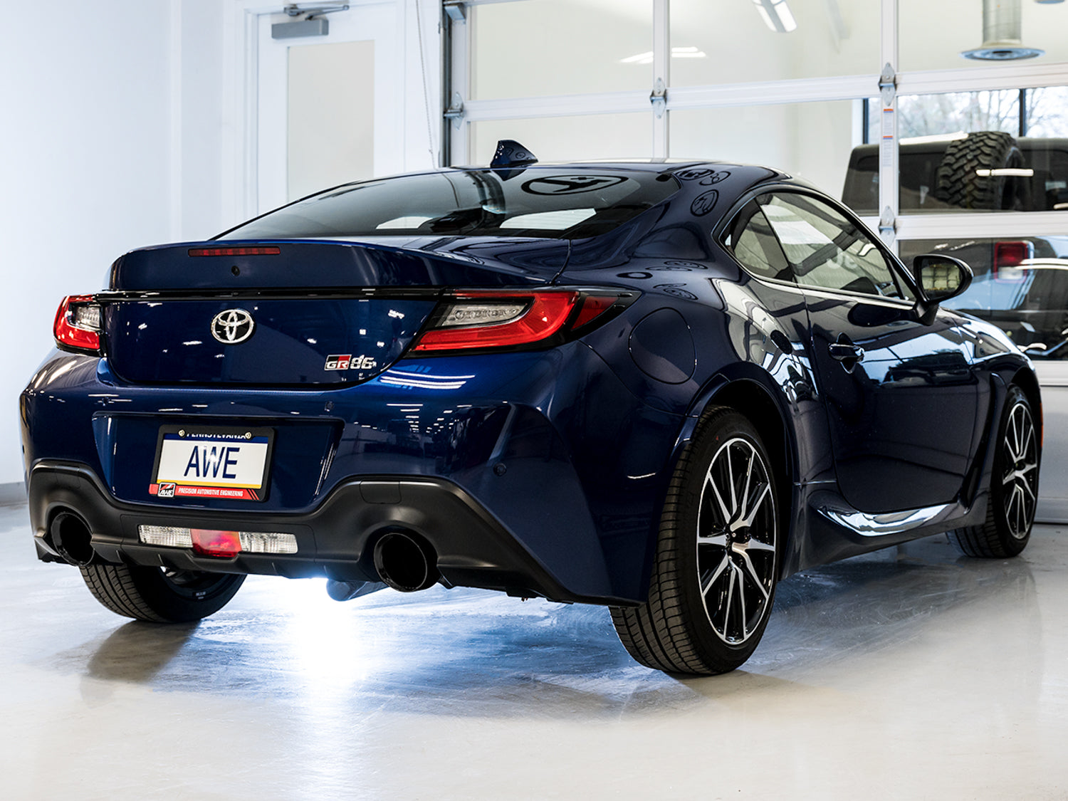 AWE Track Edition Exhaust for Subaru BRZ / Toyota GR86 / Toyota 86 / Scion FR-S - Diamond Black Tips - Mounted