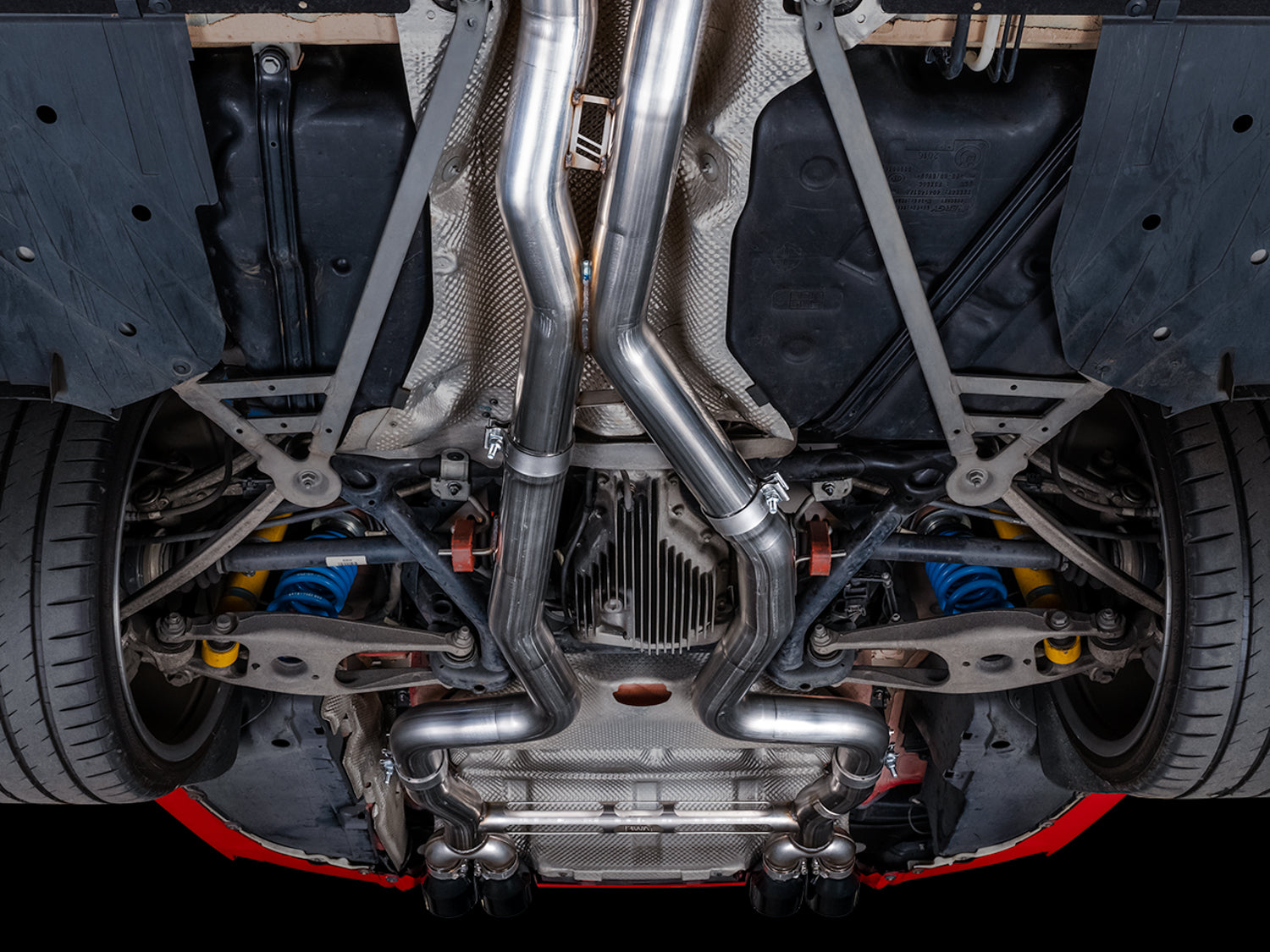 AWE Track Edition Catback Exhaust for BMW F8X M3/M4 - Diamond Black - Mounted