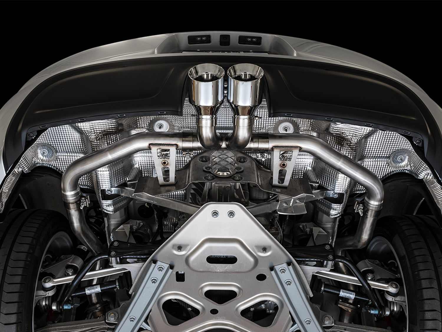 AWE Track Edition Exhaust for Porsche 718 Boxster / Cayman - Chrome Silver Tips - Mounted