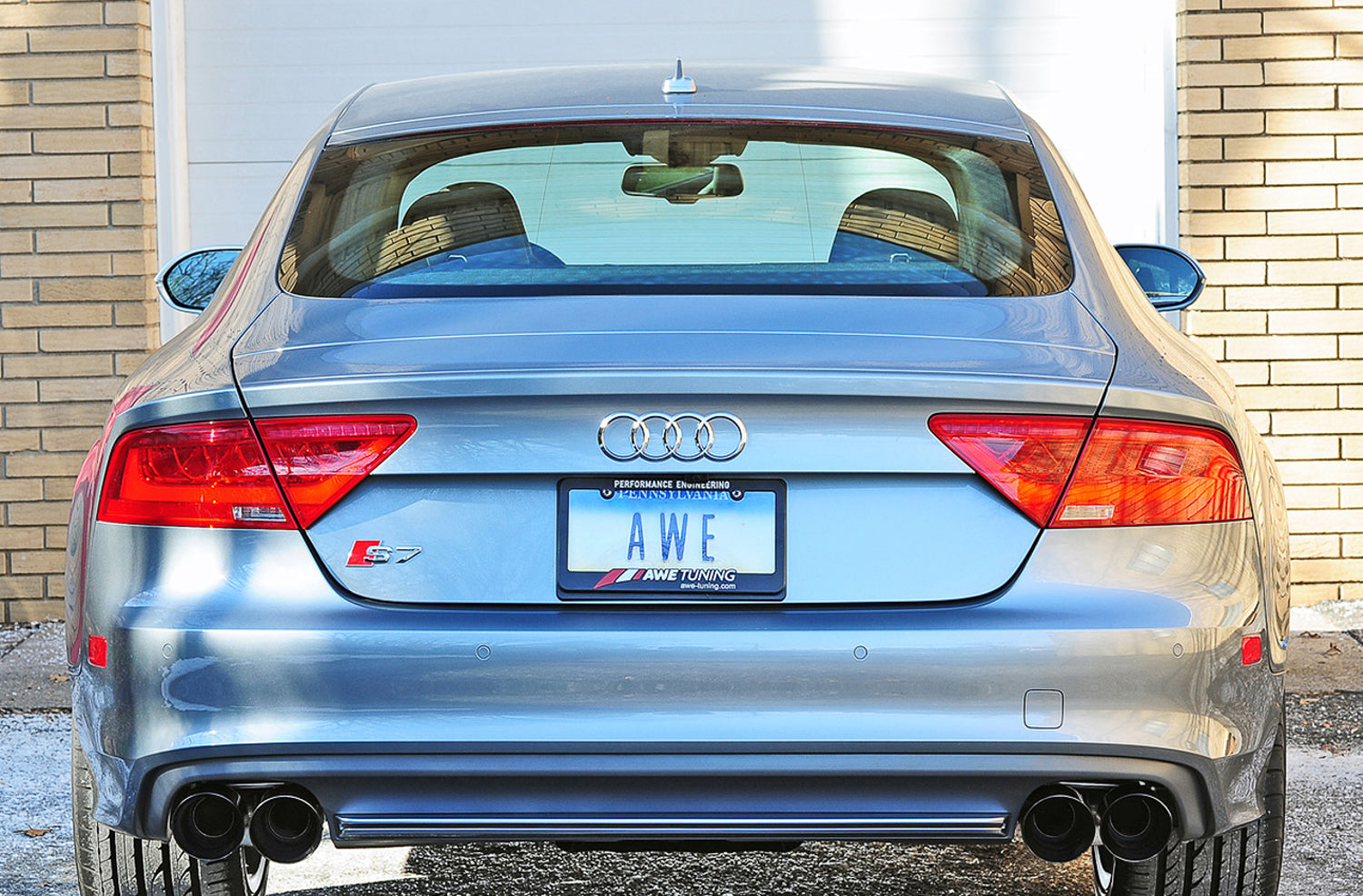 AWE Track Edition Exhaust for Audi C7 S7 4.0T - Diamond Black Tips - Mounted
