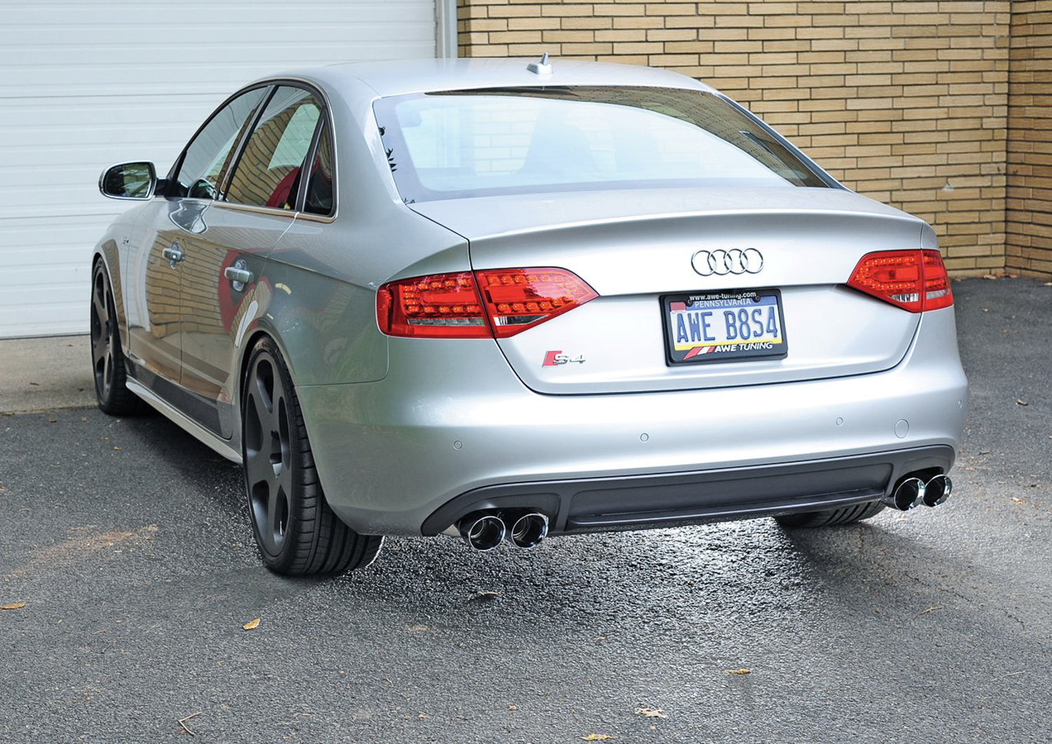 AWE Touring Edition Exhaust for Audi B8 S4 3.0T - Chrome Silver Tips (90mm) - Mounted