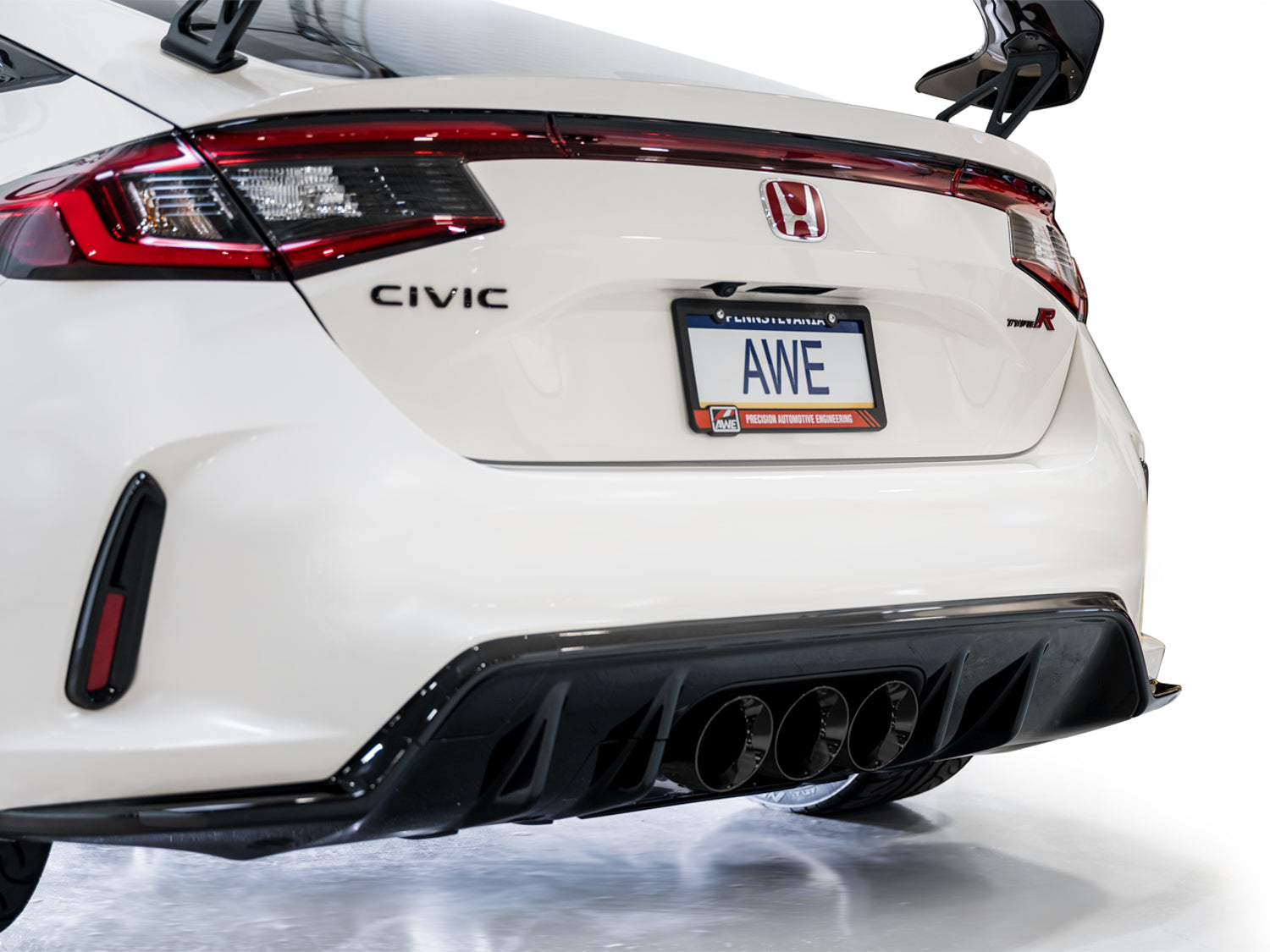 AWE Track Edition Exhaust for FL5 Civic Type R - Triple Diamond Black Tips - Mounted
