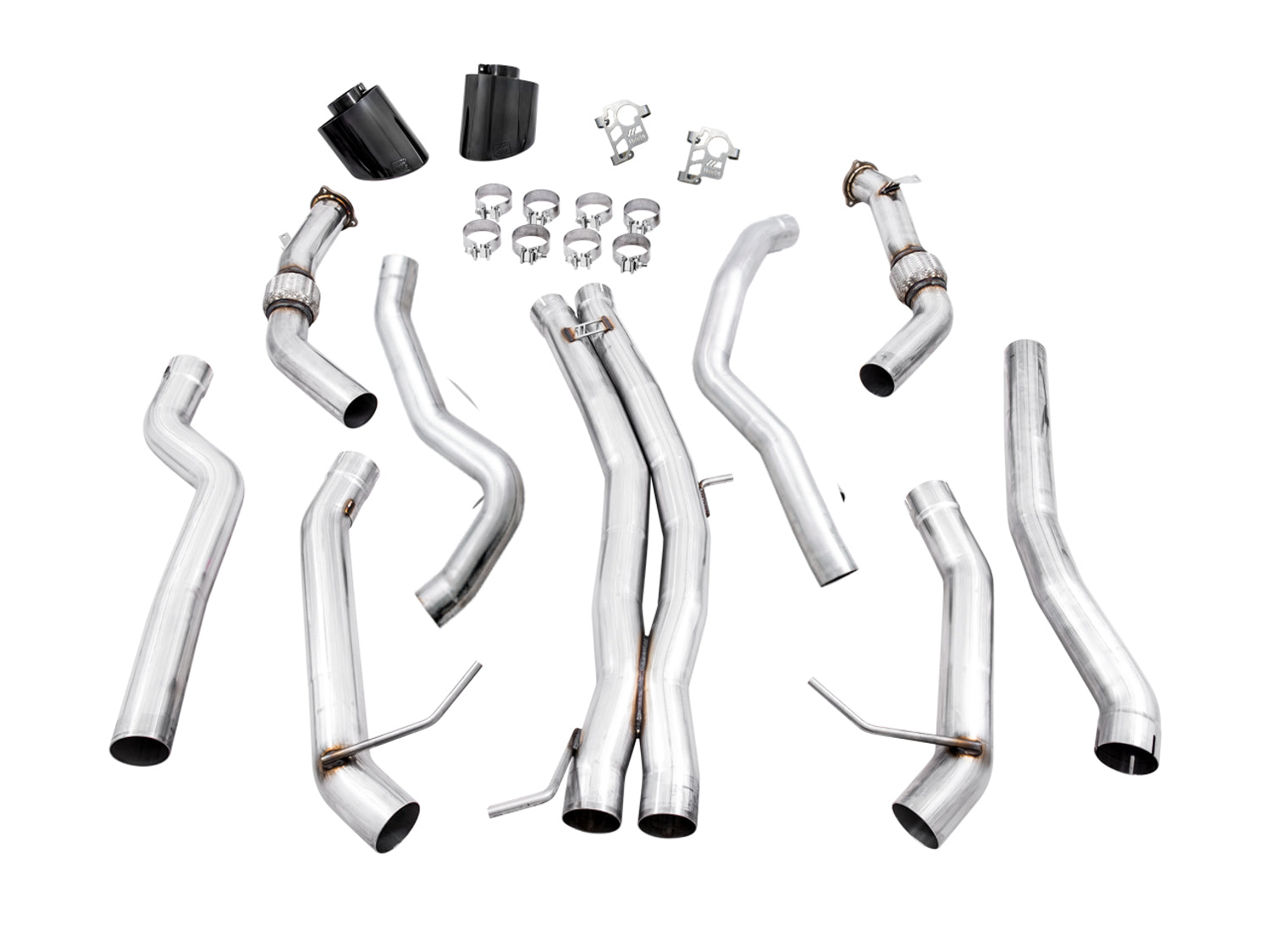 AWE Track Edition Exhaust for Audi B9.5 RS 5 Sportback - Non-Resonated - Diamond Black RS-style Tips - out of package