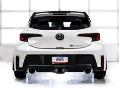 AWE Track Edition Exhaust for GR Corolla - Chrome Silver Tips - Mounted