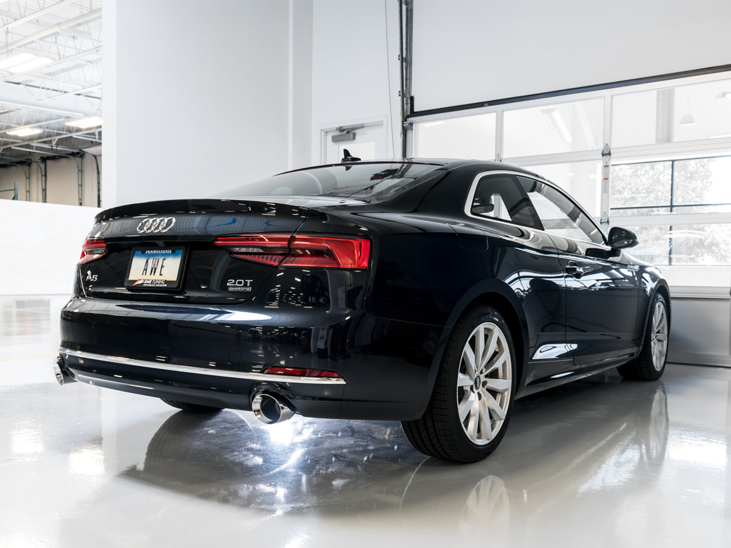 AWE Touring Edition Exhaust for B9 A5, Dual Outlet - Chrome Silver Tips (includes DP) - Mounted