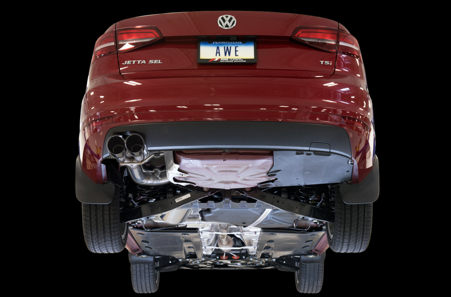 AWE Track Edition Exhaust for MK6 GLI 2.0T - MK6 Jetta 1.8T - Diamond Black Tips - Mounted
