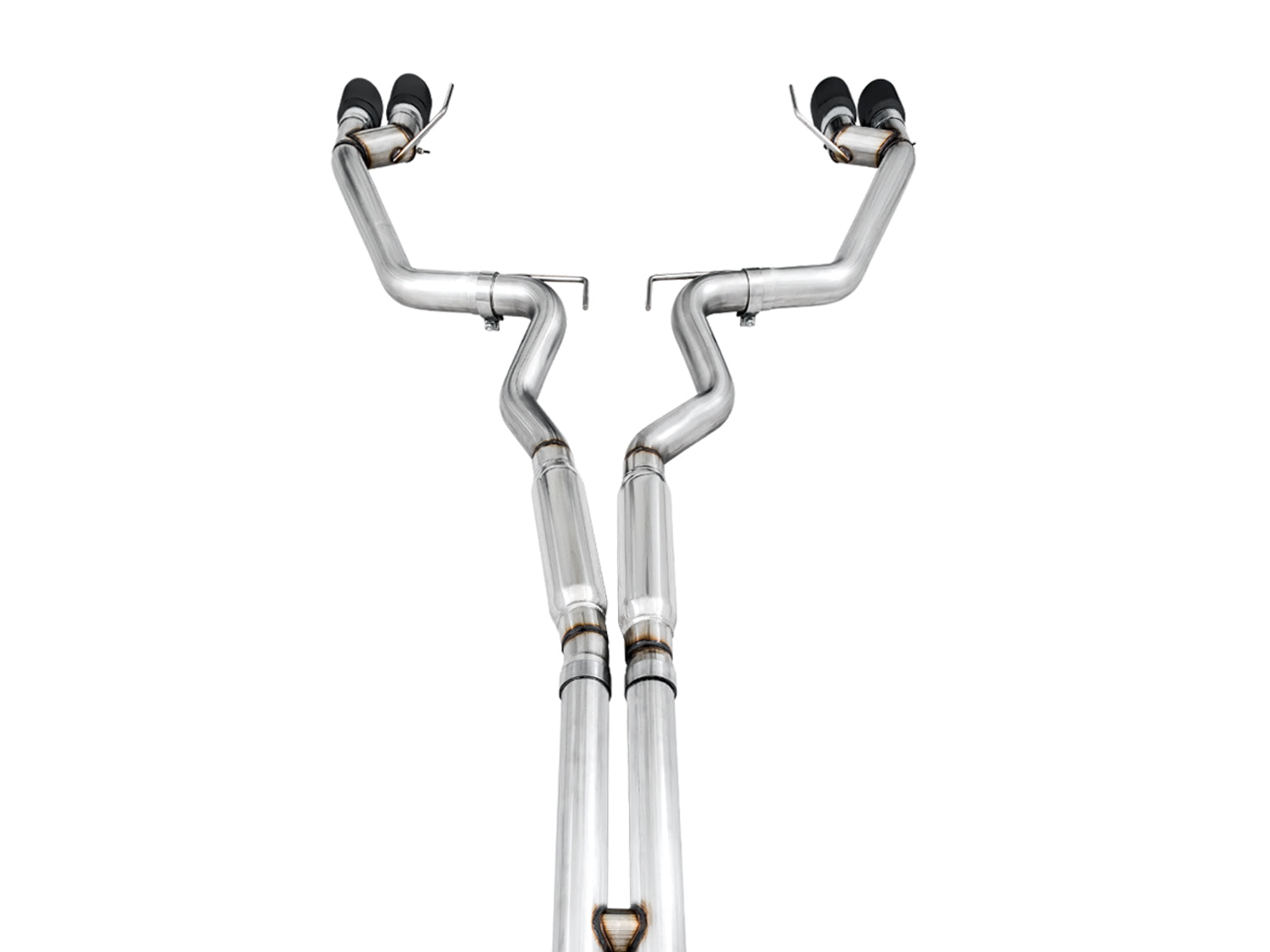 AWE Track Edition Cat-back Exhaust for the 2018+ Mustang GT - Quad Diamond Black Tips - out of package