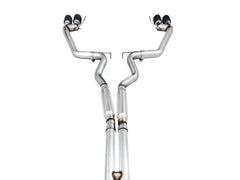 AWE Track Edition Cat-back Exhaust for the 2018+ Mustang GT - Quad Diamond Black Tips - out of package
