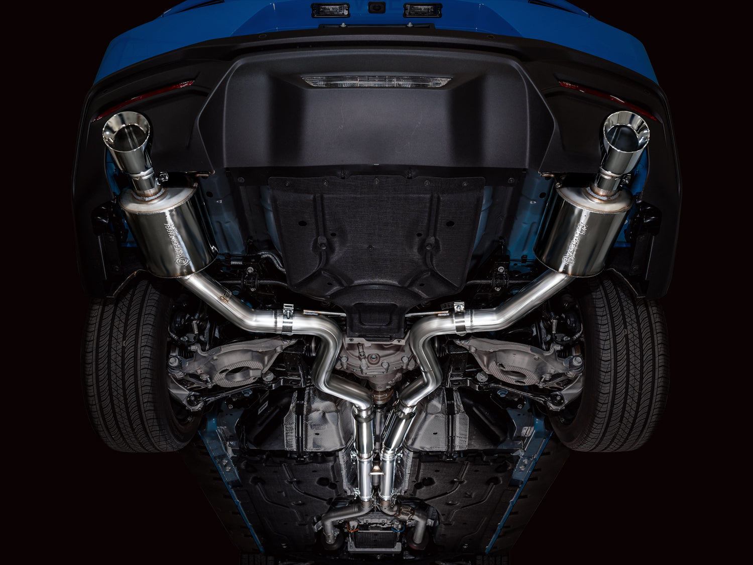 AWE Touring Edition Exhaust for S650 Ford Mustang GT Fastback - Dual Chrome Silver Tips - Mounted