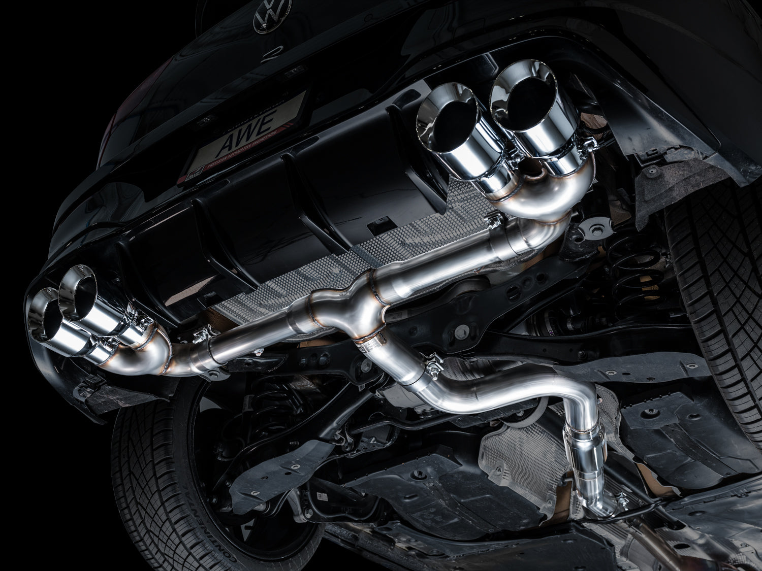 AWE Track Edition Exhaust for Volkswagen MK8 Golf R - Chrome Silver Tips - Mounted