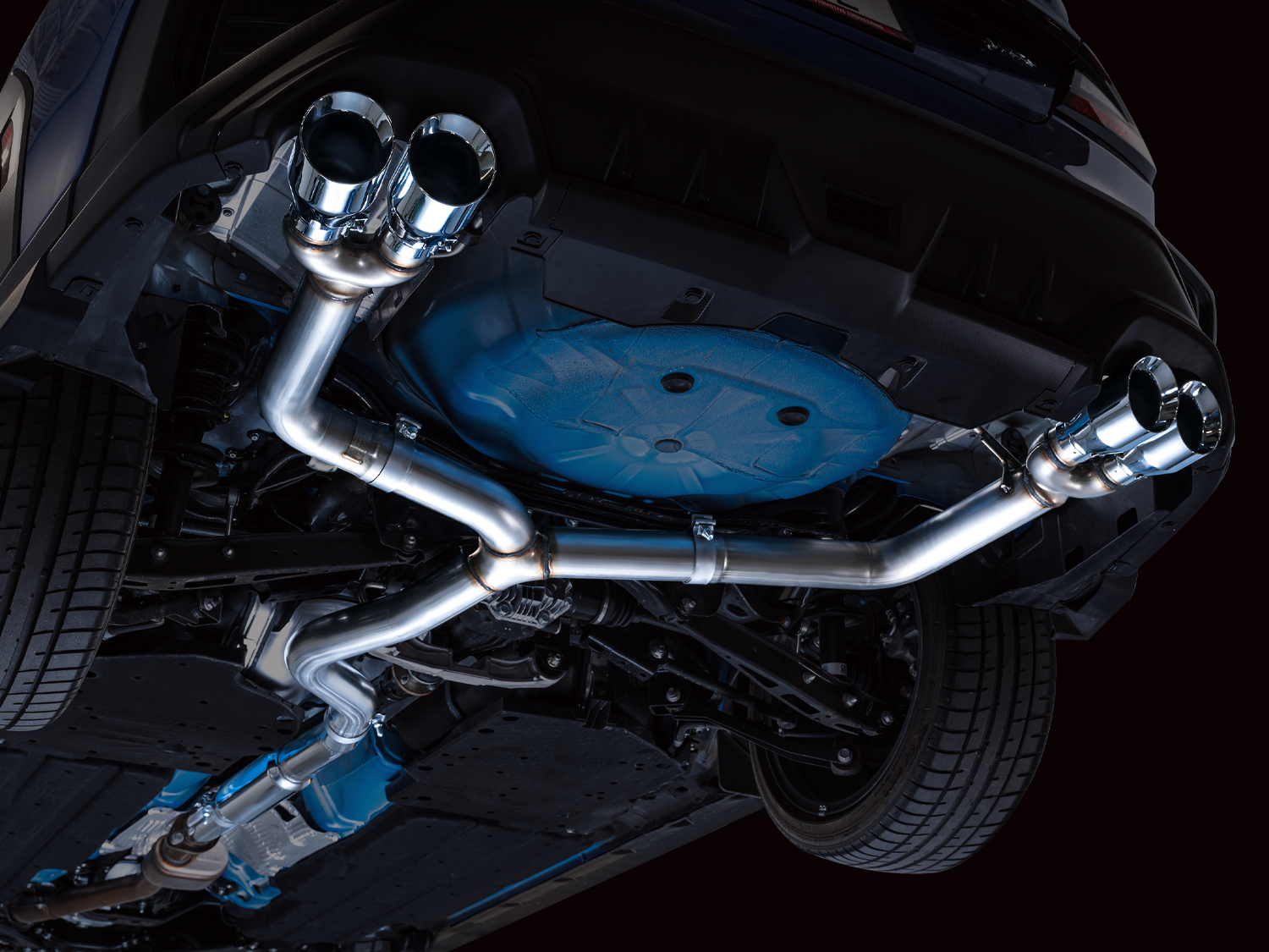 AWE Track Edition Exhaust for VB Subaru WRX - Chrome Silver Tips - Mounted
