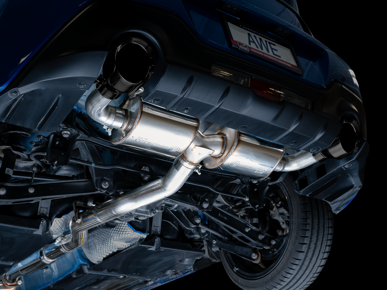 AWE Touring Edition Exhaust for Subaru BRZ / Toyota GR86 / Toyota 86 / Scion FR-S - Diamond Black Tips - Mounted