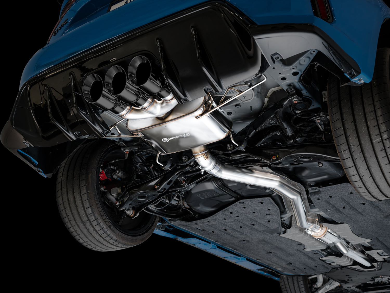 AWE Touring Edition Exhaust for FL5 Civic Type R - Triple Diamond Black Tips - Mounted