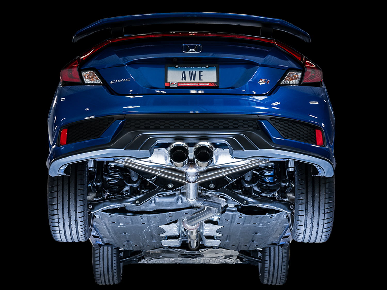 AWE Track Edition Exhaust for 10th Gen Civic Si Coupe / Sedan (includes Front Pipe) - Dual Chrome Silver Tips - Mounted