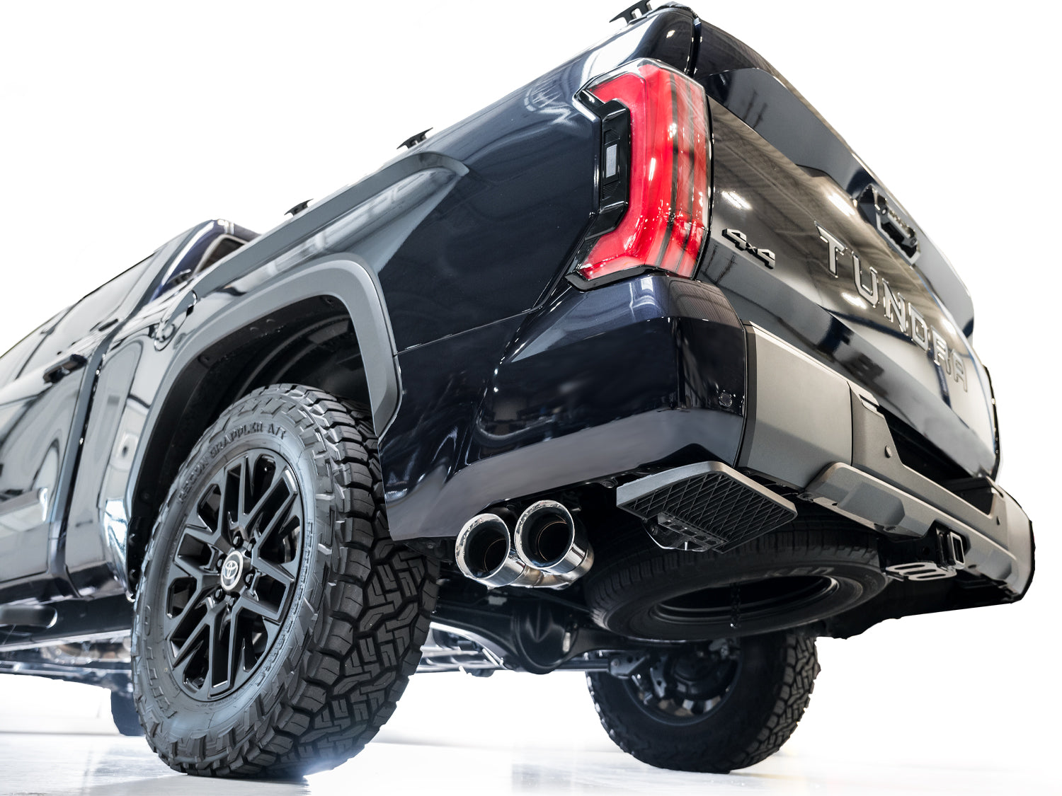 AWE 0FG Exhaust for 3rd Gen Toyota Tundra - Dual Chrome Silver Tips - Mounted
