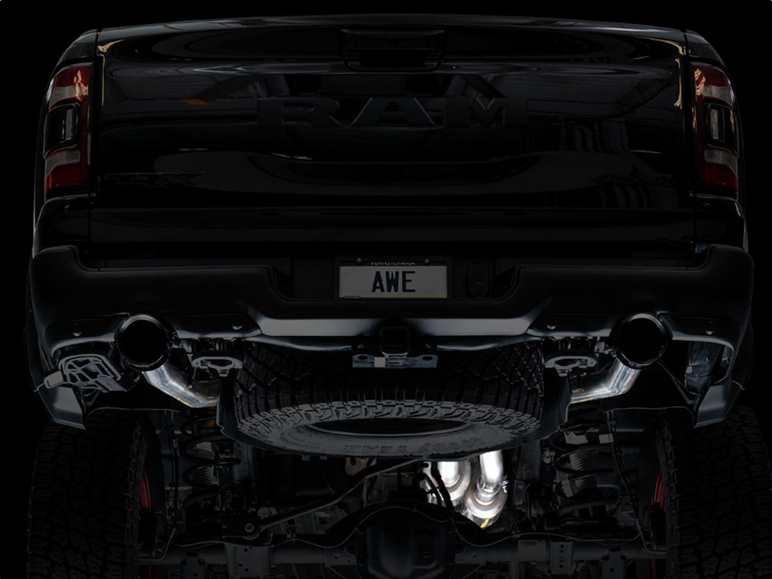 AWE 0FG Catback Exhaust for RAM TRX - Diamond Black Tips - Mounted