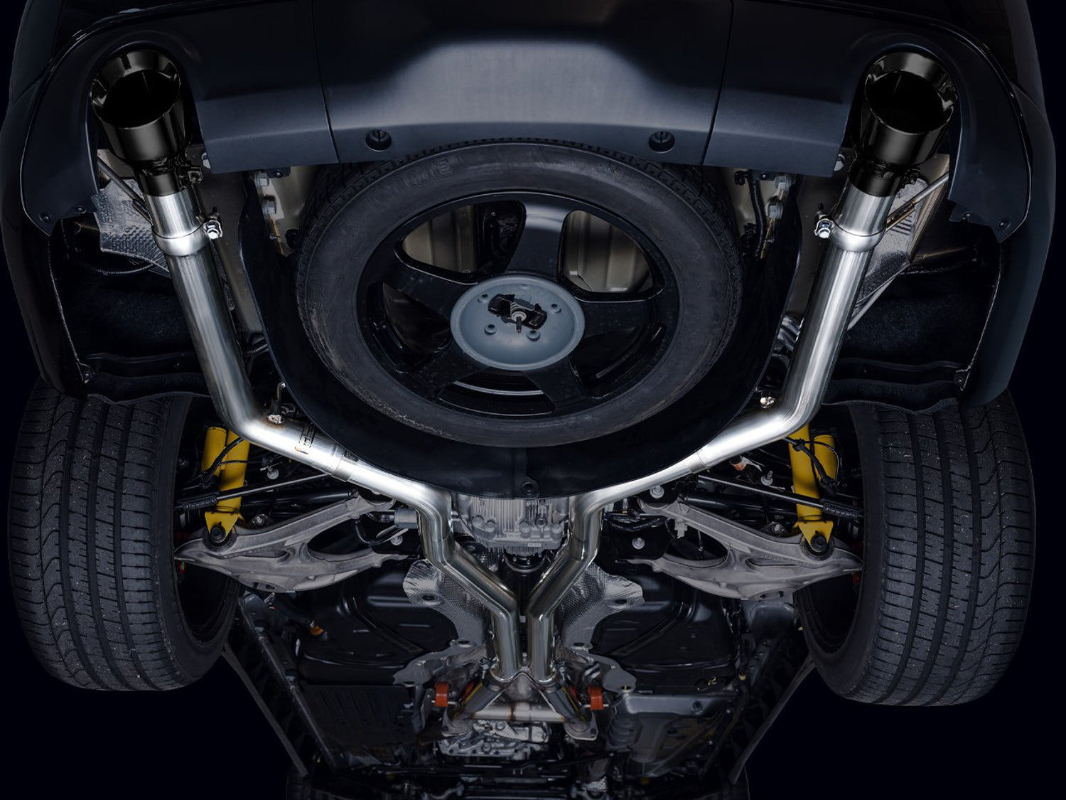 AWE Track Edition Exhaust for Dodge Durango 6.4 / 6.2 SC - Diamond Black Tips - Mounted