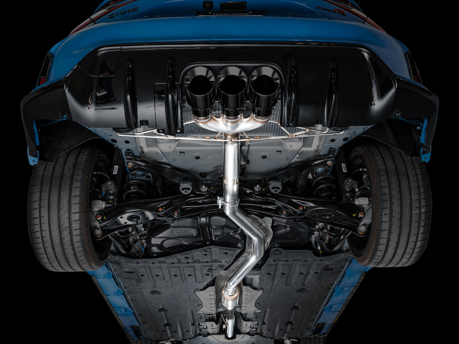 AWE Track Edition Exhaust for FL5 Civic Type R - Triple Diamond Black Tips - Mounted