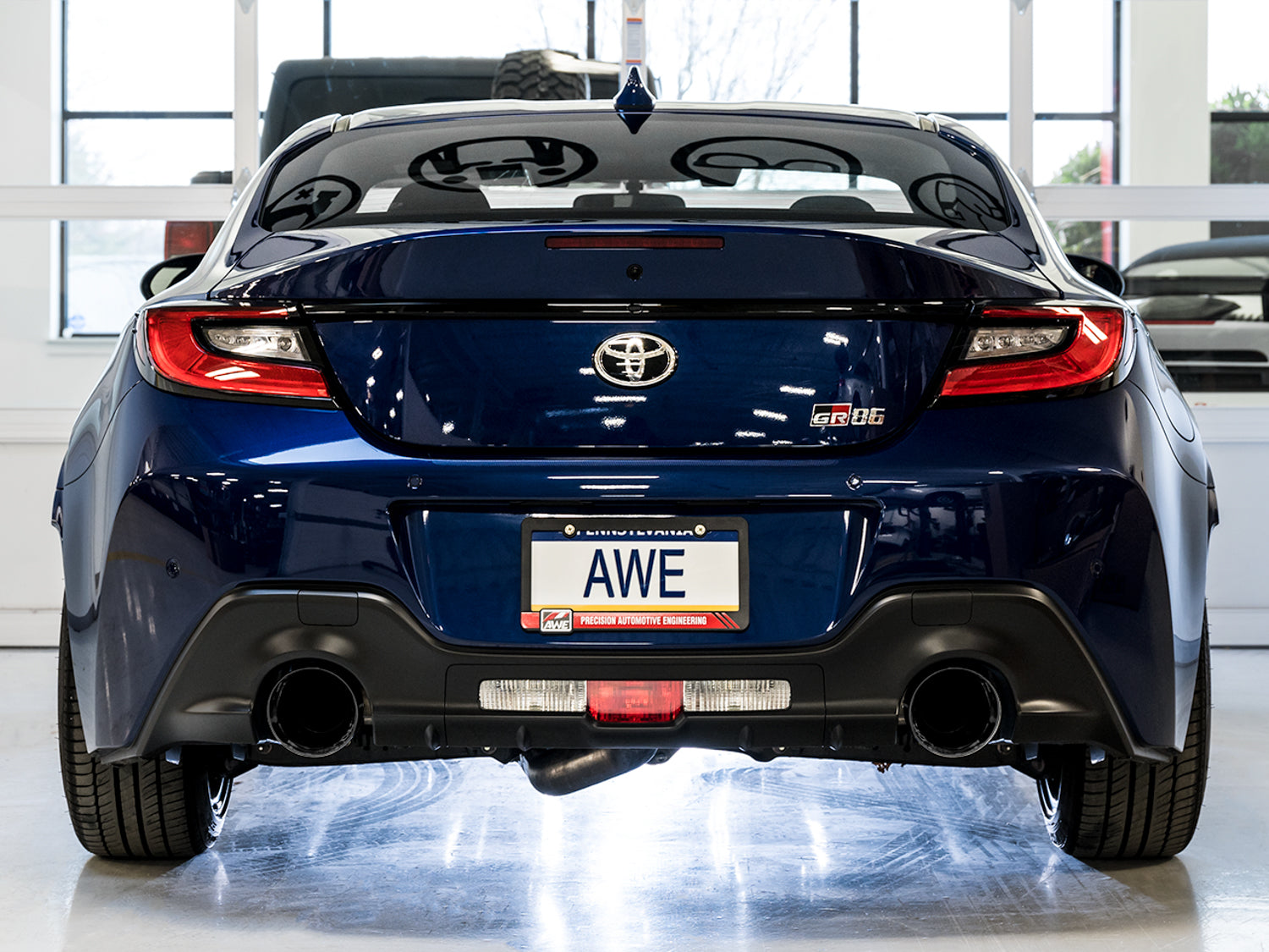 AWE Track Edition Exhaust for Subaru BRZ / Toyota GR86 / Toyota 86 / Scion FR-S - Diamond Black Tips - Mounted