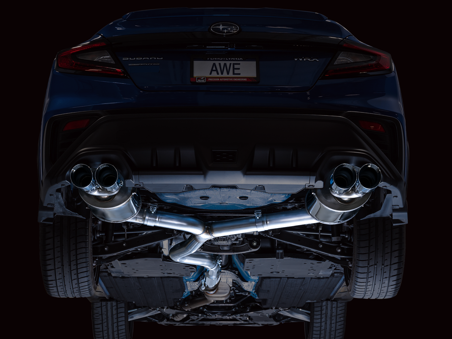 AWE Touring Edition Exhaust for VB Subaru WRX - Chrome Silver Tips - Mounted