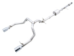 AWE 0FG Catback Split Rear Exit Exhaust for 4th Gen Silverado/Sierra 1500 5.3L (Flat Bumper) - Dual Chrome Silver Tips - Primary