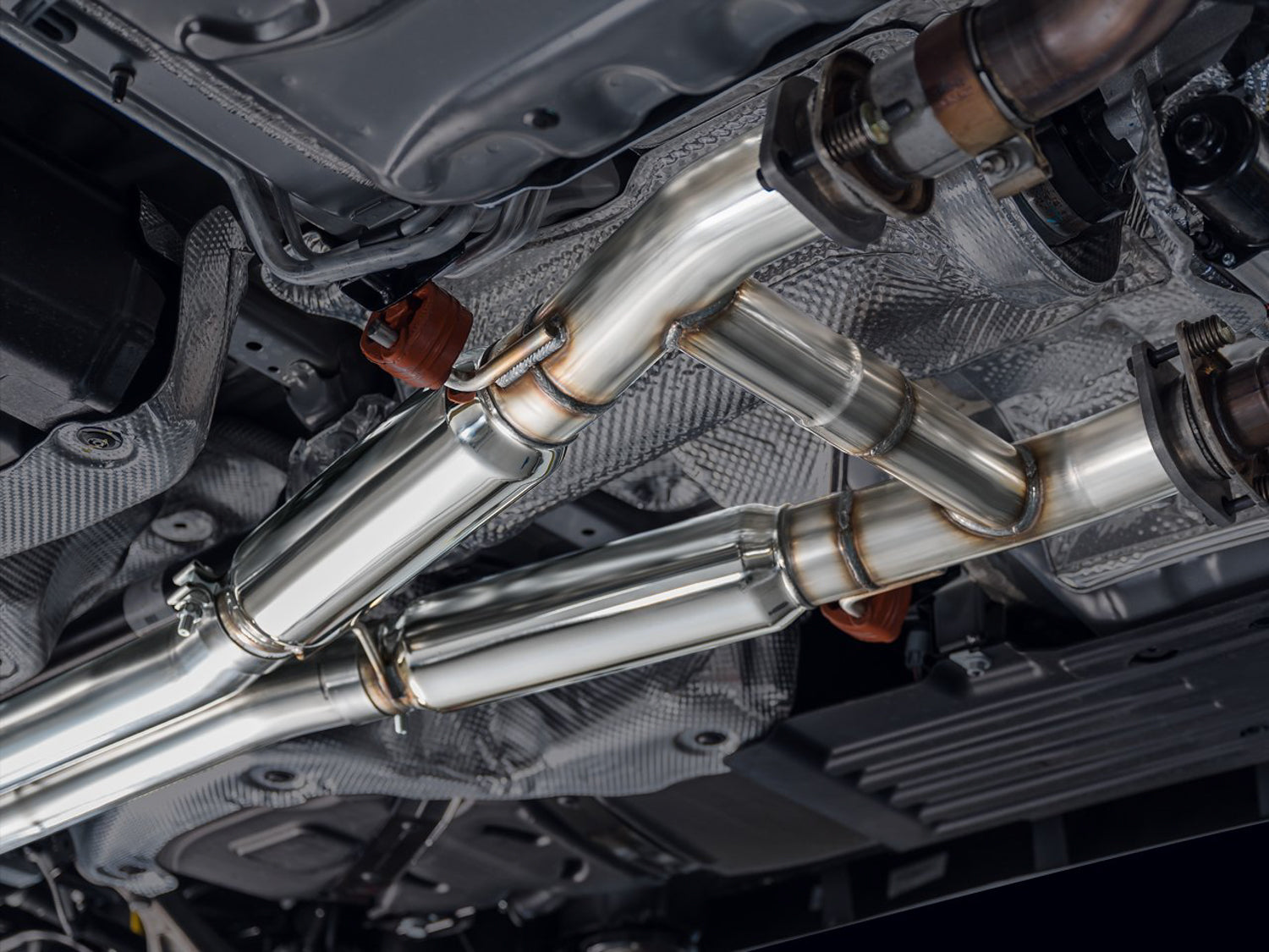 AWE Track Edition Exhaust for Dodge Durango 6.4 / 6.2 SC - Diamond Black Tips - Mounted