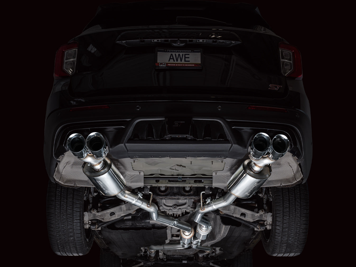AWE Touring Edition Exhaust for Ford Explorer ST - Chrome Silver Tips - Mounted