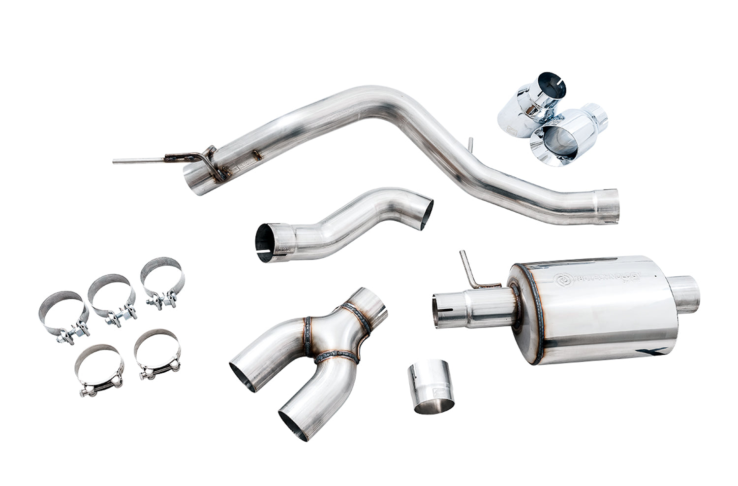 AWE 0FG Exhaust with BashGuard for Ford Ranger - Dual Chrome Silver Tips - out of package