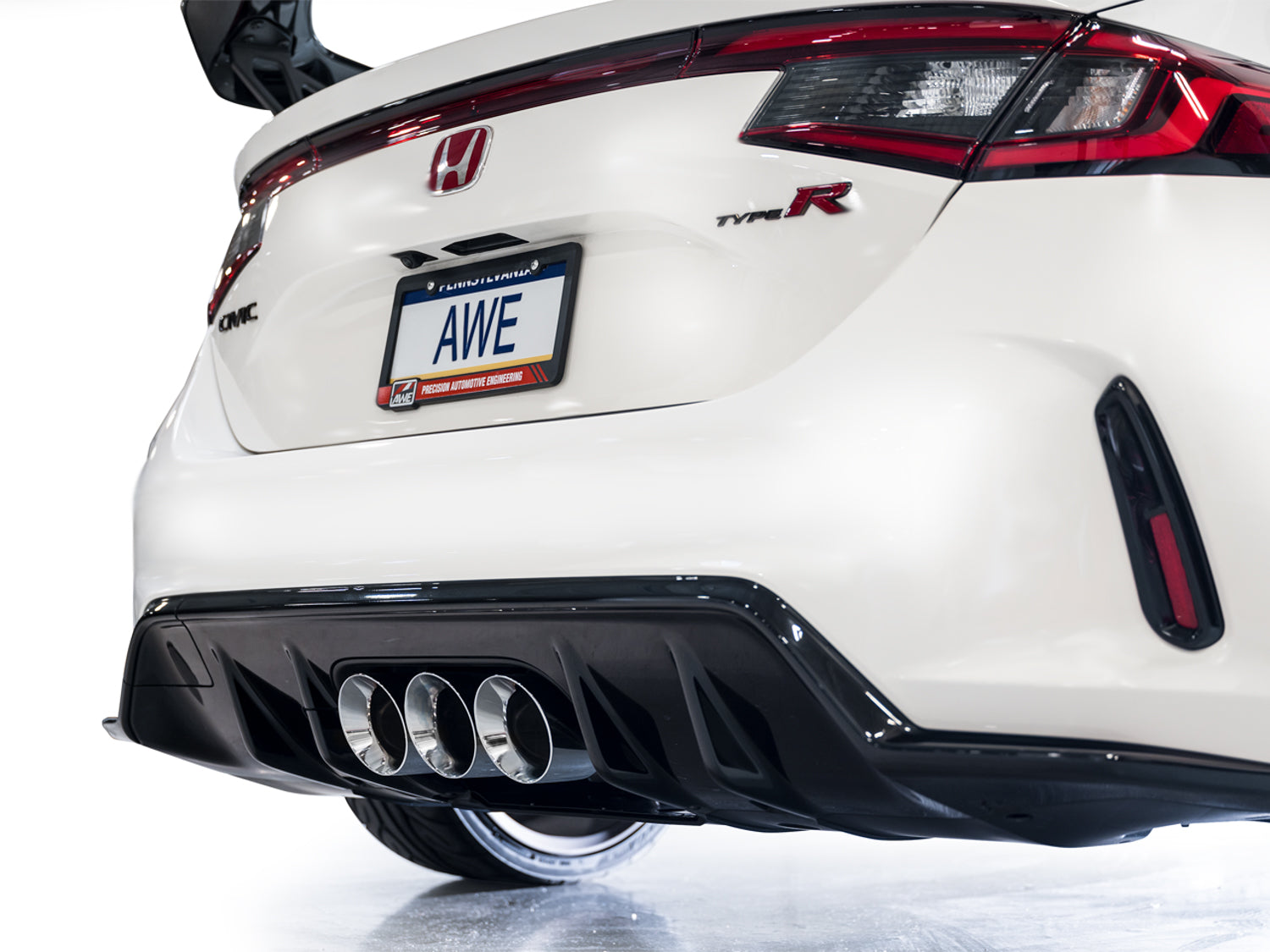 AWE Track Edition Exhaust for FL5 Civic Type R - Triple Chrome Silver Tips - Mounted