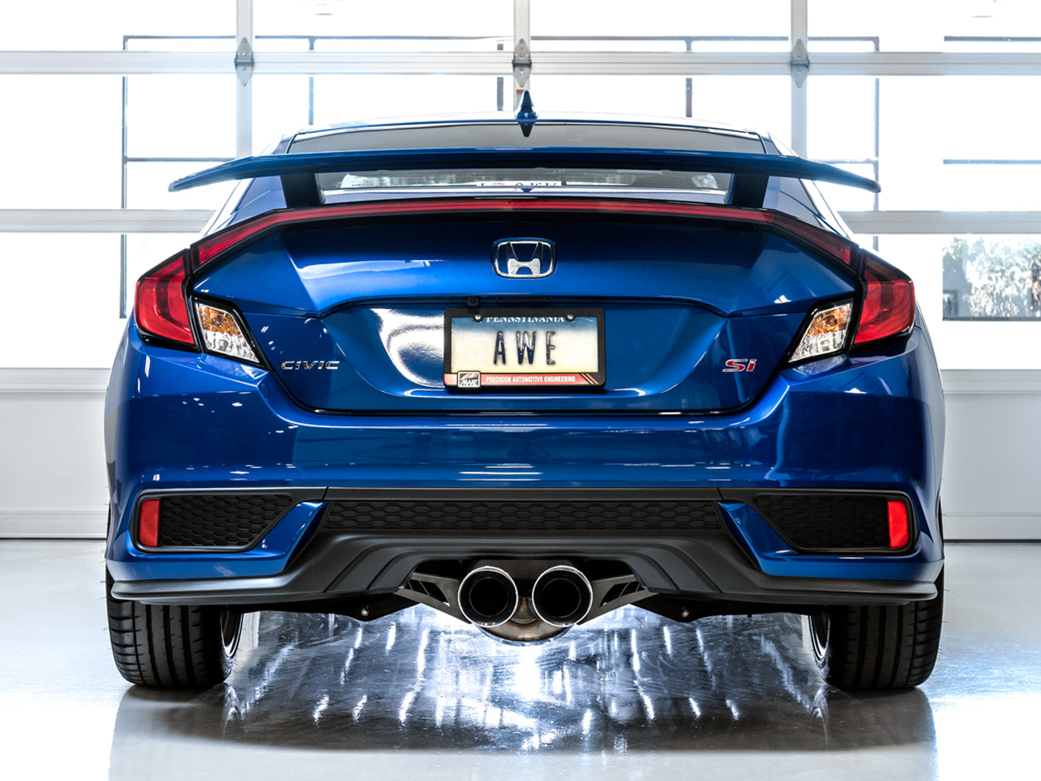 AWE Touring Edition Exhaust for 10th Gen Civic Si Coupe / Sedan (includes Front Pipe) - Dual Chrome Silver Tips - Mounted