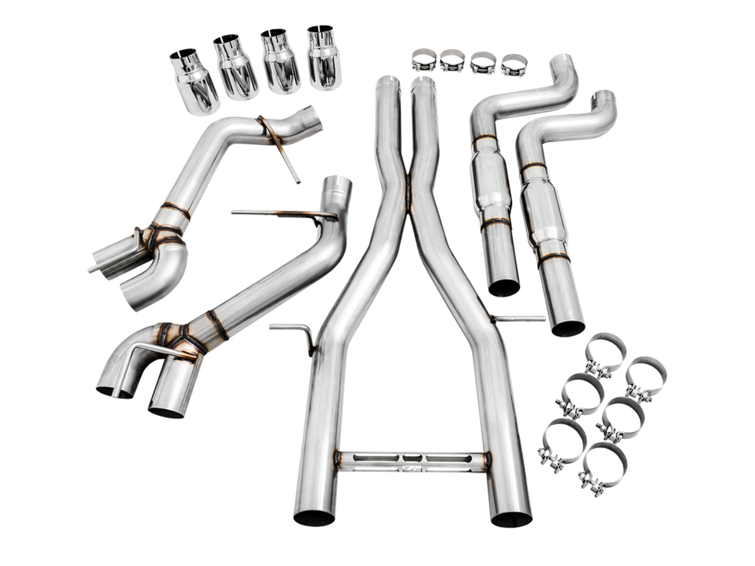 AWE Track Edition Cat-back Exhaust for Gen6 Camaro SS / ZL1 / LT1 - Resonated - Chrome Silver Tips (Quad Outlet) - out of package