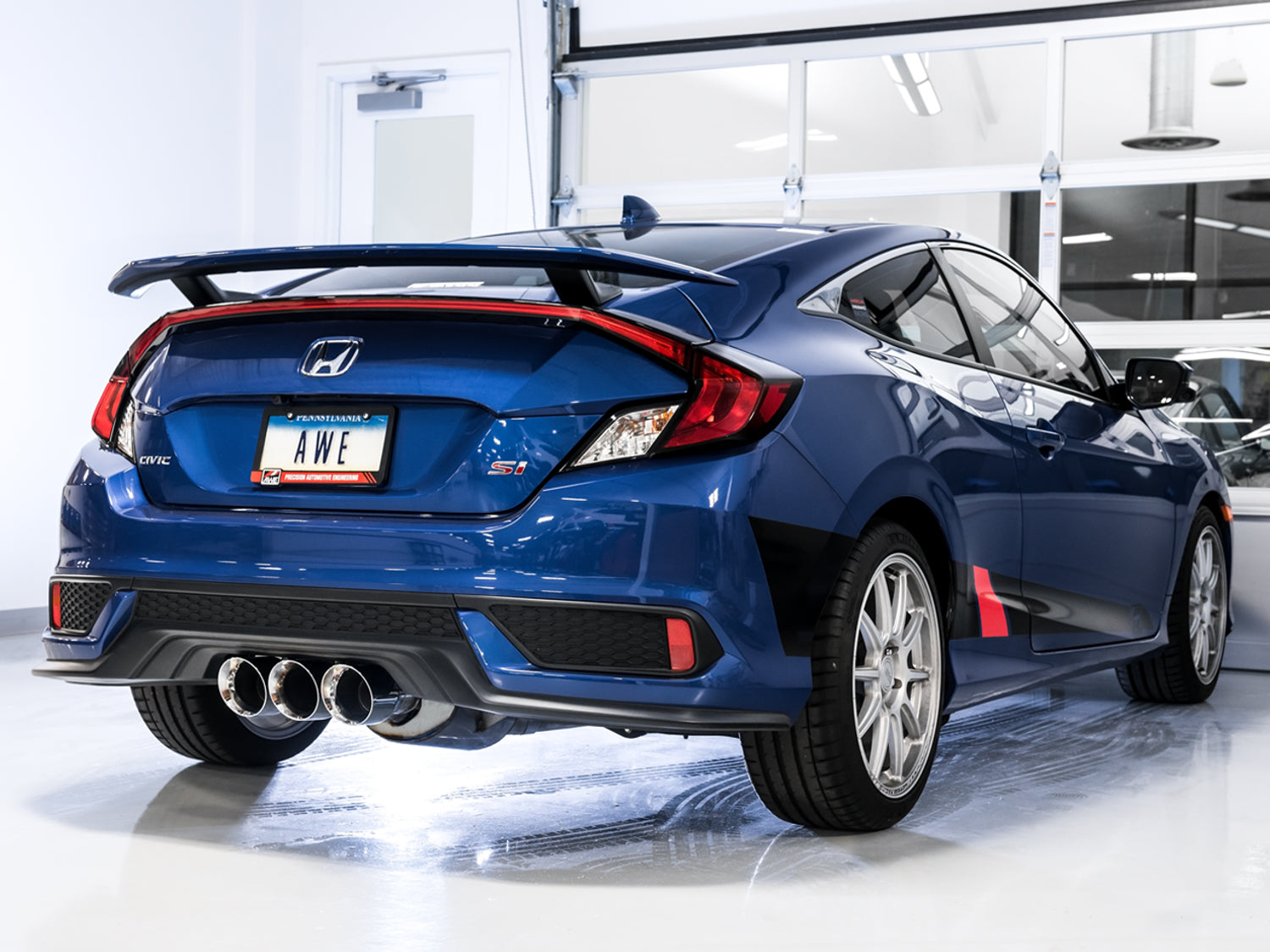 AWE Touring Edition Exhaust for 10th Gen Civic Si Coupe / Sedan (includes Front Pipe) - Triple Chrome Silver Tips - Mounted
