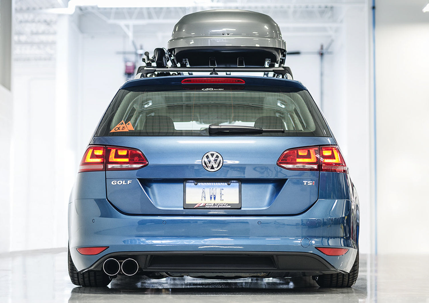AWE Touring Edition Exhaust for VW MK7 Golf SportWagen - Chrome Silver Tips (90mm) - Mounted