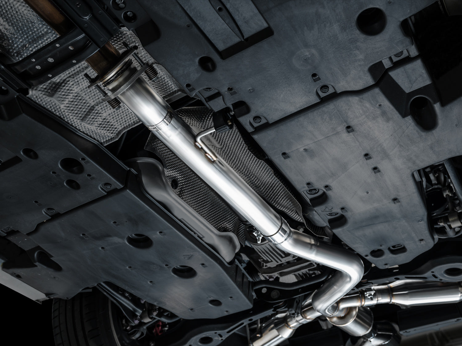 AWE Track Edition Exhaust for GR Corolla - Diamond Black Tips - Mounted