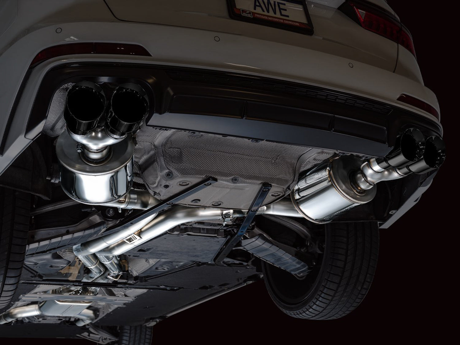 AWE Touring Edition Exhaust for Audi C8 S6/S7 - Diamond Black Tips - Mounted