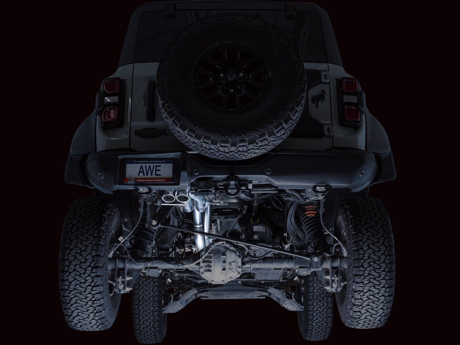 AWE SwitchPath Exhaust for Ford Bronco Raptor - Dual BashGuards - Mounted